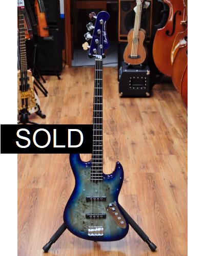 Bacchus Universe Series Jazz Bass Burl Top Blueburst Active